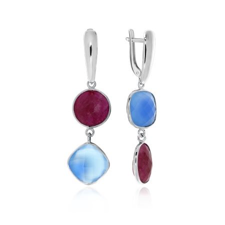 Купить оптом серьги из серебра с агатами и халцедонами 2340872890-40 от Krasnoe