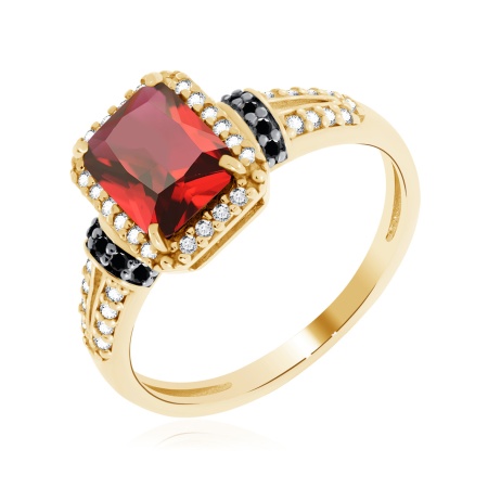 Купить оптом кольцо из серебра с гранатом, ситаллами и фианитами 1321151937л от Krasnoe