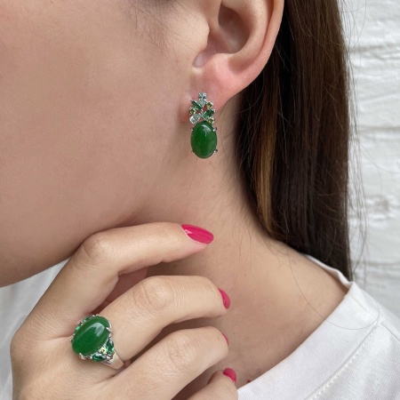 Купить оптом серьги из серебра с агатами, фианитами и ситаллами 2340390886-60-1 от Krasnoe