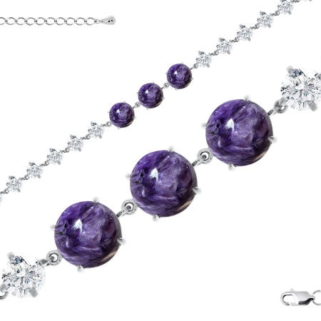 Оптом браслет из серебра с чароитами и фианитами 4340462508-18 цена от Krasnoe Купить оптом браслет из серебра с чароитами и фианитами 4340462508-18 от Krasnoe