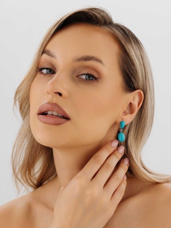 Купить оптом серьги из серебра с ситаллами и бирюзой 2340311434-78 от Krasnoe