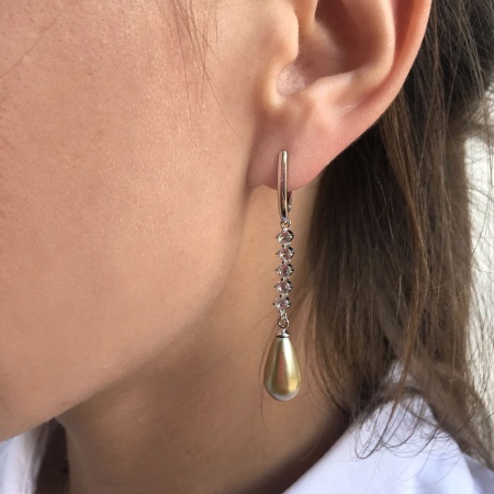 Купить оптом серьги из серебра с жемчугами и фианитами 2340240777-43 от Krasnoe