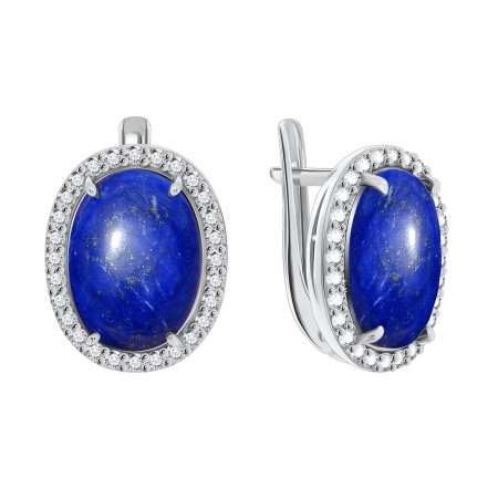Купить оптом серьги из серебра с лазуритами и фианитами 2340470253 от Krasnoe