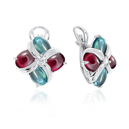 Купить оптом серьги из серебра с фианитами и ситаллами 2340882908-1 от Krasnoe