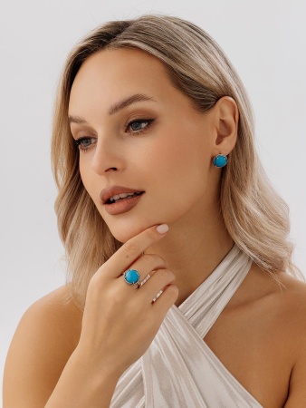 Купить оптом серьги из серебра с бирюзой 2310Б25747 от Krasnoe