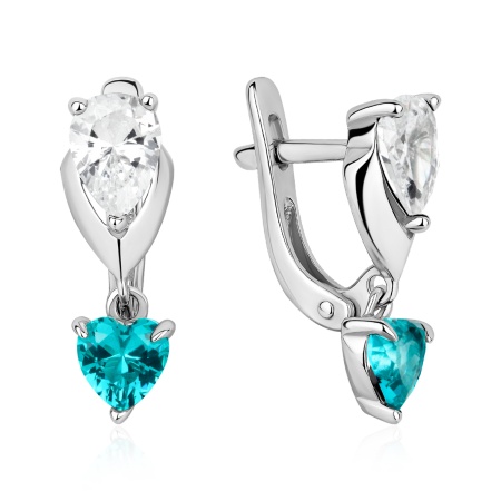 Купить оптом серьги из серебра с фианитами и ситаллами 2340875884-78 от Krasnoe