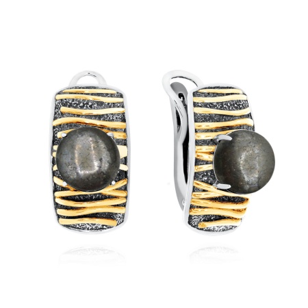 Купить оптом серьги из серебра с пиритами 2317П01752 от Krasnoe