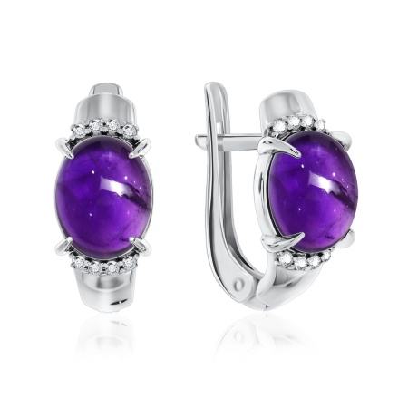 Купить оптом серьги из серебра с аметистами и фианитами 2340790371л от Krasnoe