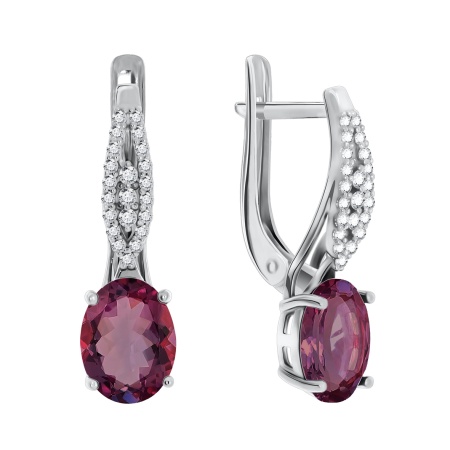 Купить оптом серьги из серебра с кристаллами, кристалл ювелирныйами и фианитами 2340290186-33 от Krasnoe