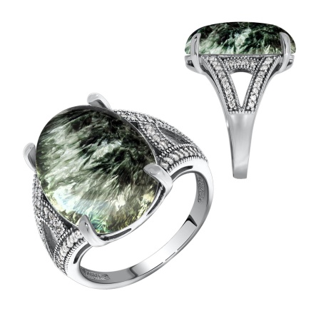 Купить оптом кольцо из серебра с серафинитом и фианитами 1340923537л от Krasnoe