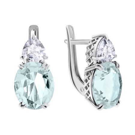 Купить оптом серьги из серебра с фианитами и кристалл ювелирныйами 2340290223-79 от Krasnoe