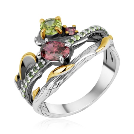 Купить оптом кольцо из серебра с ситаллами 1317С32124л-17 от Krasnoe