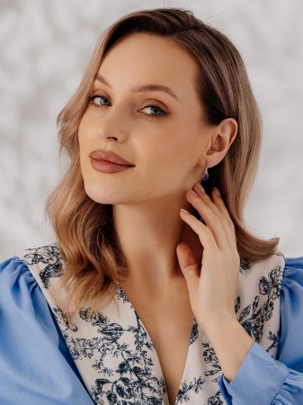 Купить оптом серьги из серебра с чароитами 2340465035 от Krasnoe