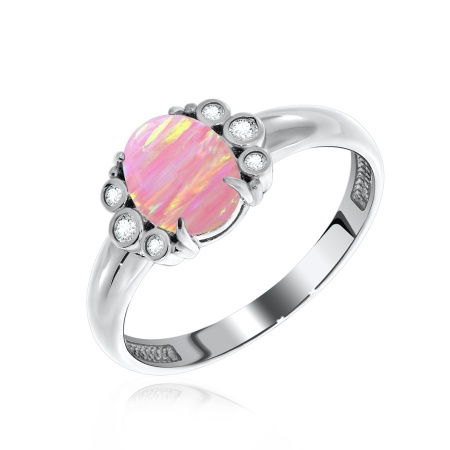 Купить оптом кольцо из серебра с опалом и фианитами 1340250971л-30 от Krasnoe