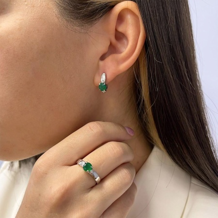 Купить оптом серьги из серебра с агатами и фианитами 2340390259-60 от Krasnoe