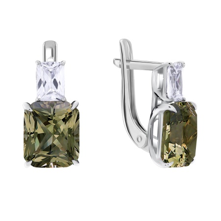 Купить оптом серьги из серебра с фианитами и кристалл ювелирныйами 2340290281-98 от Krasnoe