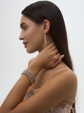 Купить оптом пусеты из серебра с фианитами и жемчугами 2340245315 от Krasnoe