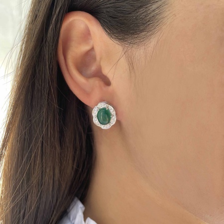 Купить оптом серьги из серебра с агатами и фианитами 2340390141-60 от Krasnoe