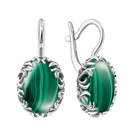 Купить оптом серьги из серебра с малахитами 2340385709 от Krasnoe