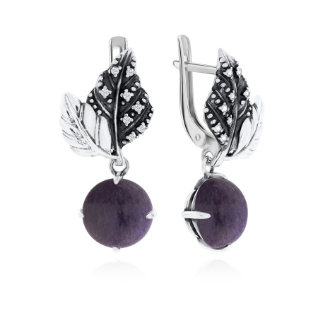 Купить оптом серьги из серебра с чароитами и фианитами 2317462265-1 от Krasnoe