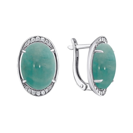 Купить оптом серьги из серебра с амазонитами и фианитами 2340371968л от Krasnoe
