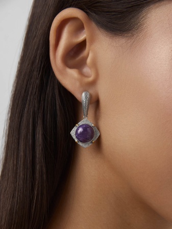 Купить оптом серьги из серебра с чароитами 2317462403 от Krasnoe