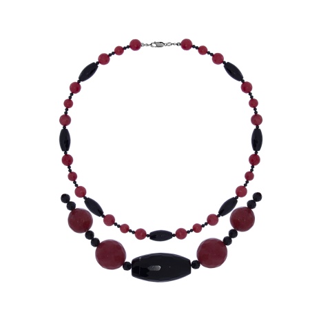 Купить оптом бусы из серебра с ониксами, агатами и со шпинелью 8340396205-50 от Krasnoe