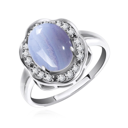 Купить оптом кольцо из серебра с агатом и фианитами 1340390141-84 от Krasnoe