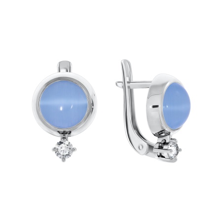 Купить оптом серьги из серебра с кошачий глазами и фианитами 2340260341-70 от Krasnoe