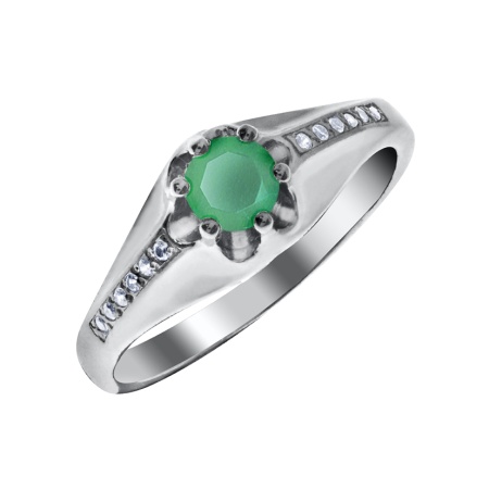 Купить оптом кольцо из серебра с агатом и фианитами 1340390072-60 от Krasnoe