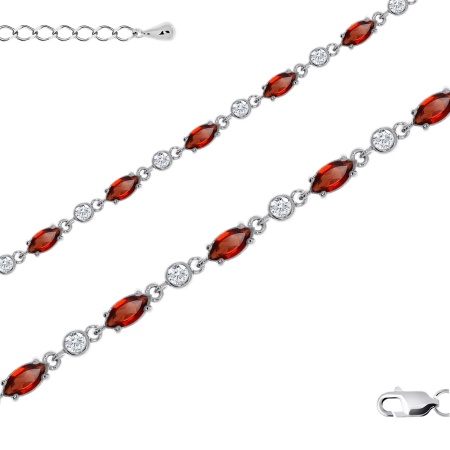 Купить оптом браслеты декоративные из серебра с гранатами и фианитами 4340822510л-20 от Krasnoe