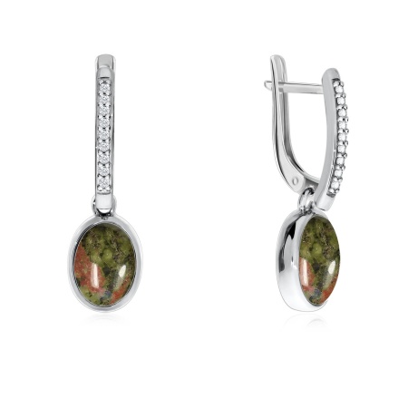 Купить оптом серьги из серебра с яшмой и фианитами 2340300375л от Krasnoe
