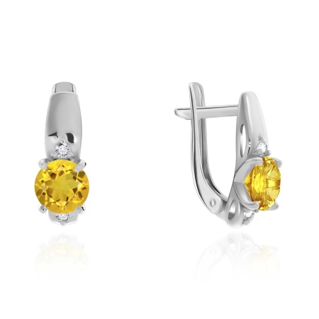 Купить оптом серьги из серебра с цитринами и фианитами 2340850259 от Krasnoe