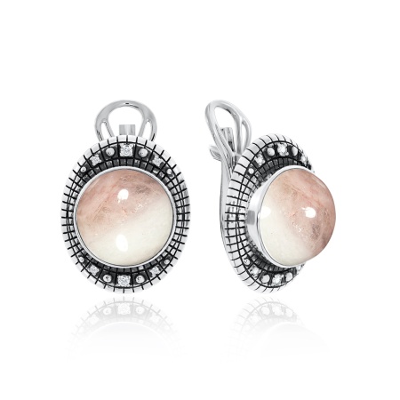 Купить оптом серьги из серебра с морганитами и фианитами 2310580955 от Krasnoe