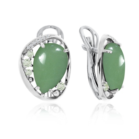 Купить оптом серьги из серебра с нефритами и фианитами 2340351171 от Krasnoe