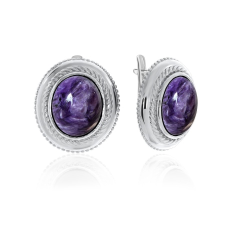 Купить оптом серьги из серебра с чароитами 2340460933 от Krasnoe