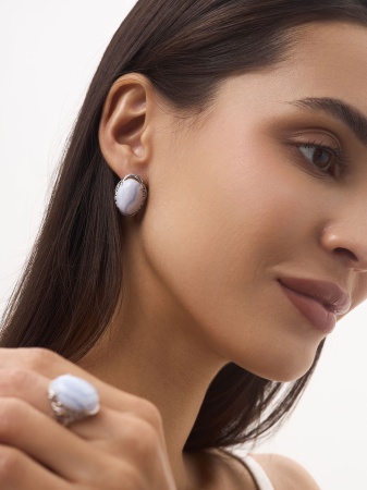 Купить оптом серьги из серебра с агатами 2340390968-84 от Krasnoe