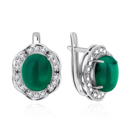 Купить оптом серьги из серебра с агатами и фианитами 2340390141л-60 от Krasnoe