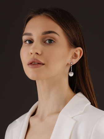 Купить оптом пусеты из серебра с агатами, ситаллами и фианитами 2340390850л-10 от Krasnoe