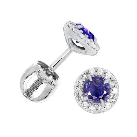 Купить оптом пусеты из серебра с иолитами и фианитами П340954140л от Krasnoe