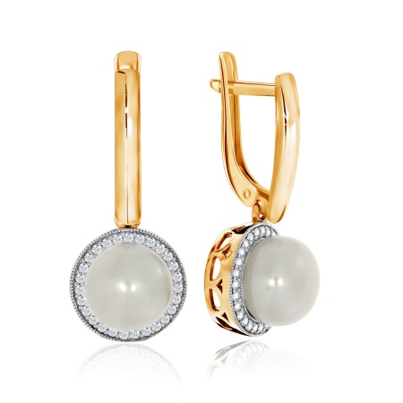 Купить оптом серьги из серебра с жемчугами и фианитами 2329050806л от Krasnoe