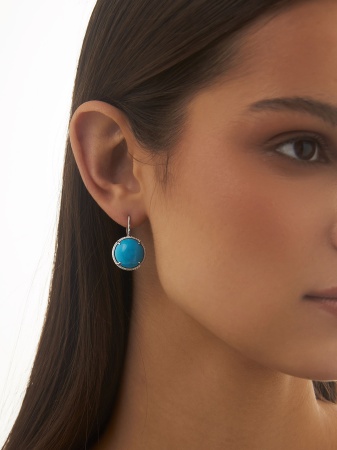Купить оптом серьги из серебра с бирюзой 2340Б25179 от Krasnoe