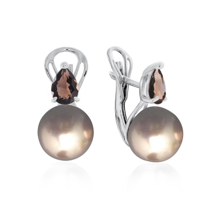 Купить оптом серьги из серебра с жемчугами и фианитами 2340241396-43 от Krasnoe