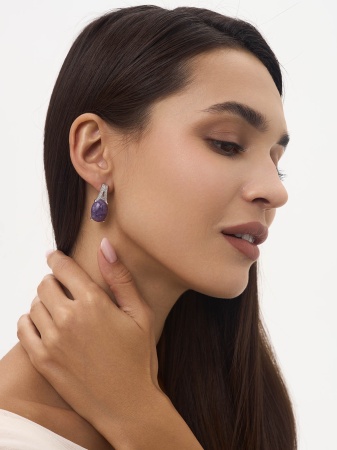 Купить оптом серьги из серебра с чароитами и фианитами 2340463537л от Krasnoe