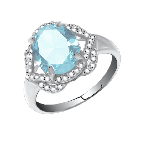 Купить оптом кольцо из серебра с кварцем и фианитами 1340180096-70 от Krasnoe