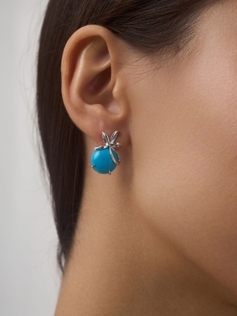 Купить оптом серьги из серебра с бирюзой 2340Б25807 от Krasnoe