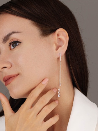 Купить оптом серьги из серебра с фианитами 2340200635-3 от Krasnoe