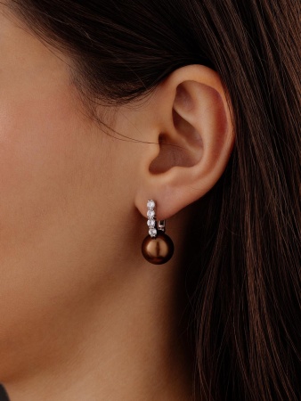 Купить оптом серьги из серебра с жемчугами и фианитами 2340241576-42 от Krasnoe