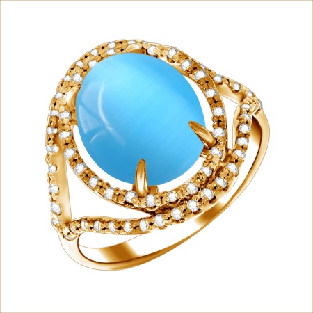 Купить оптом кольцо из серебра с кошачий глазом и фианитами 1320260194-5 от Krasnoe