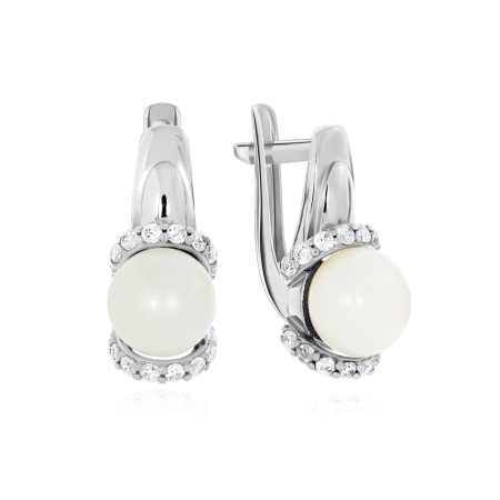 Купить оптом серьги из серебра с жемчугами 2340050820-2 от Krasnoe